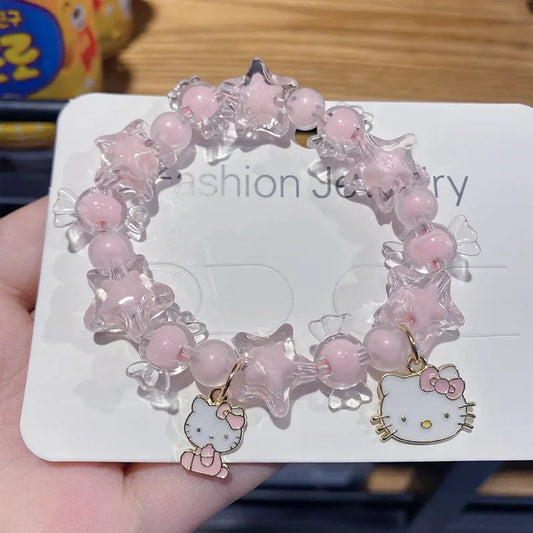 Sanrio Hello Kitty Y2K Bracelet Anime My Melody Kuromi Crystal Bracelet Cartoon Beautiful Girl Jewelry Good Friends Couple Gift