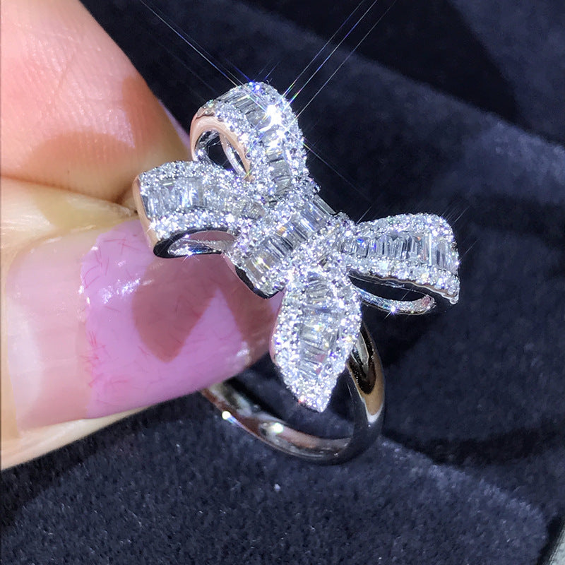 Bow diamond ring