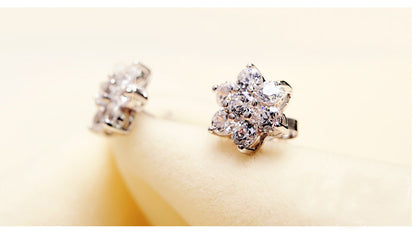 Full diamond snowflake stud earrings