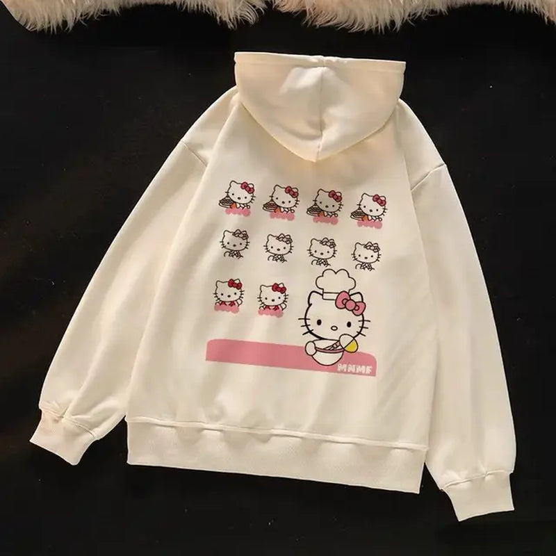 New Kawaii Anime Sanrio Hello Kitty Coat Cute Cartoon Hoodie Ladies Spring Lovely Jacket Girl Heart Creative Gift Toys for Girls