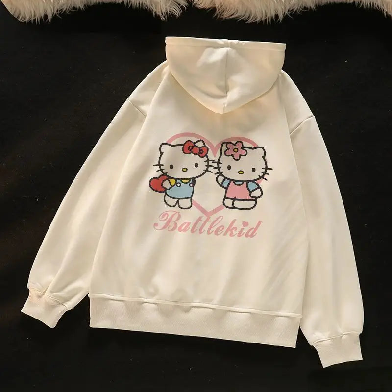 New Kawaii Anime Sanrio Hello Kitty Coat Cute Cartoon Hoodie Ladies Spring Lovely Jacket Girl Heart Creative Gift Toys for Girls