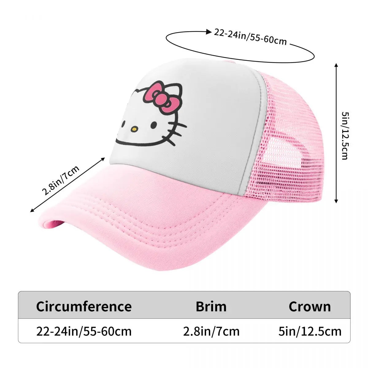 Hello Kitty Front and Back Logo Trucker Hats Outdoor Mesh Baseball Caps Dad Hat Sun Hats Adjustable Dad Hat Wholesale New