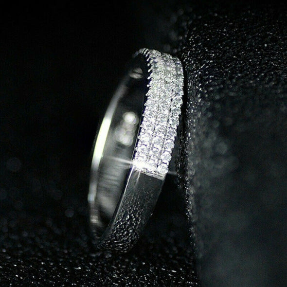 Simple Three-row Diamond Ring European And American Fashion