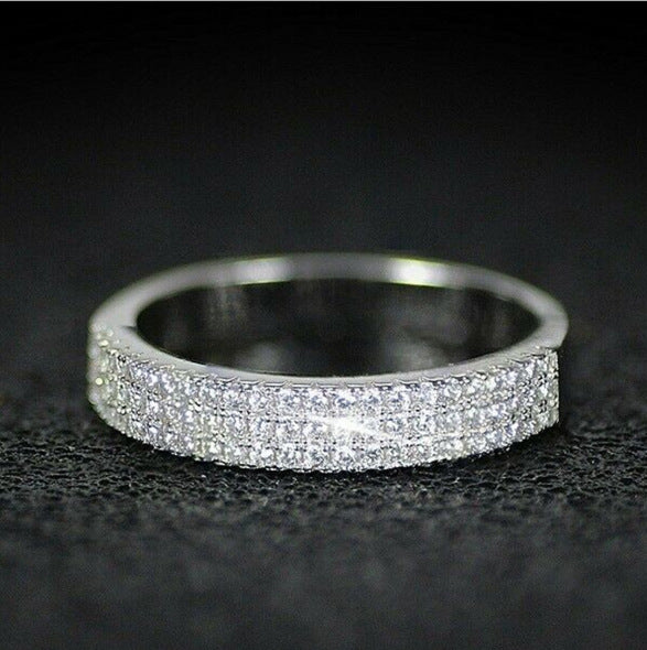 Simple Three-row Diamond Ring European And American Fashion