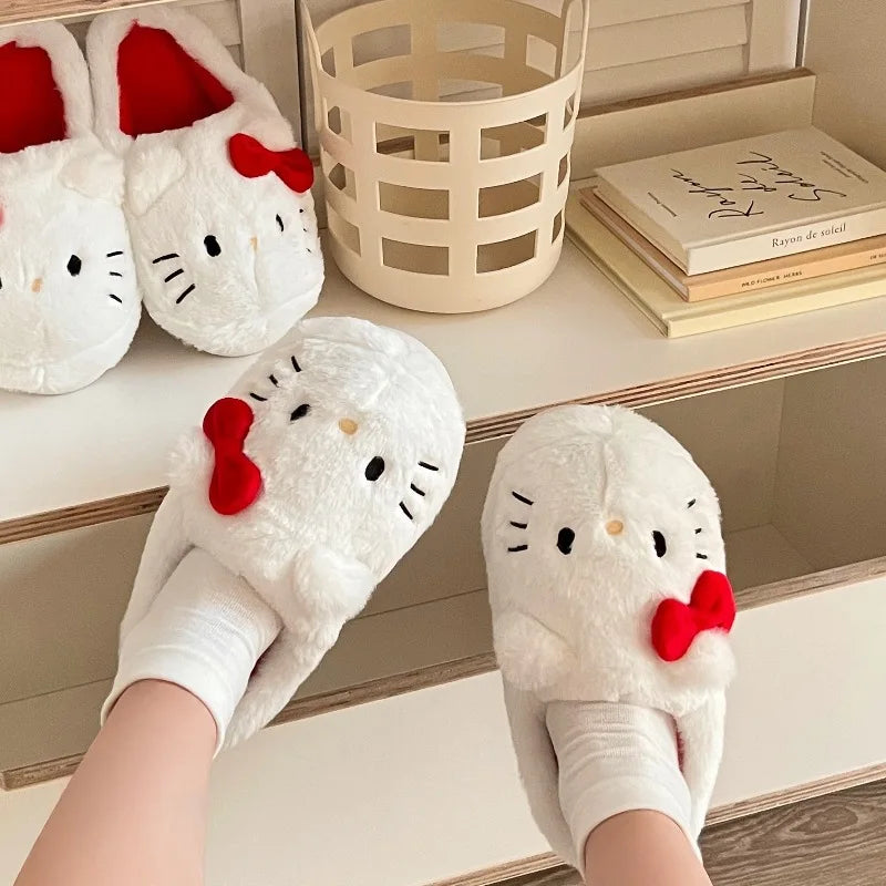 Sanrio Hello Kitty Slippers Anime Cute Student Plush Cotton Slipper Room Decor Bathroom Accessories Y2K Cotton Shoes Kawaii Gift