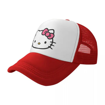 Hello Kitty Front and Back Logo Trucker Hats Outdoor Mesh Baseball Caps Dad Hat Sun Hats Adjustable Dad Hat Wholesale New