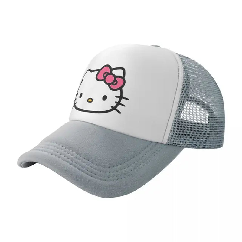 Hello Kitty Front and Back Logo Trucker Hats Outdoor Mesh Baseball Caps Dad Hat Sun Hats Adjustable Dad Hat Wholesale New