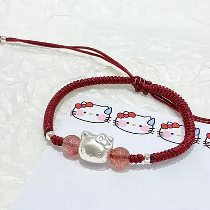 Sanrio Hello Kitty Y2K Bracelet Anime My Melody Kuromi Crystal Bracelet Cartoon Beautiful Girl Jewelry Good Friends Couple Gift