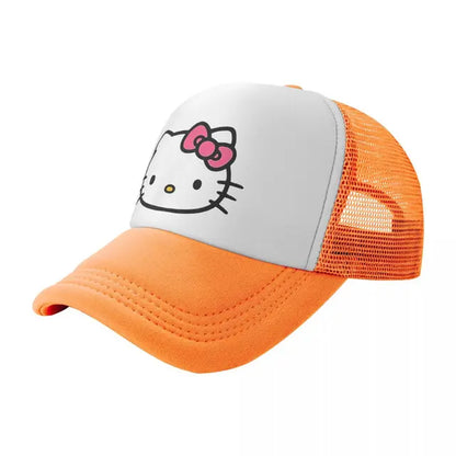 Hello Kitty Front and Back Logo Trucker Hats Outdoor Mesh Baseball Caps Dad Hat Sun Hats Adjustable Dad Hat Wholesale New