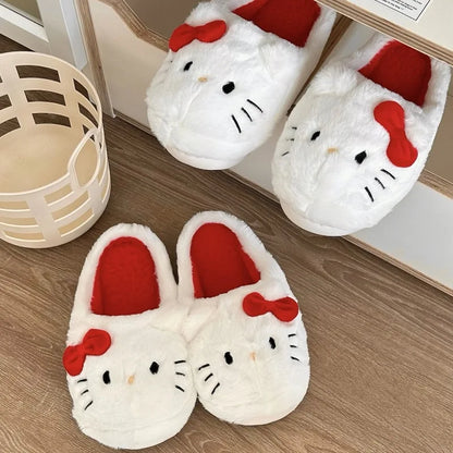 Sanrio Hello Kitty Slippers Anime Cute Student Plush Cotton Slipper Room Decor Bathroom Accessories Y2K Cotton Shoes Kawaii Gift