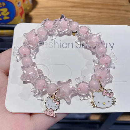 Sanrio Hello Kitty Y2K Bracelet Anime My Melody Kuromi Crystal Bracelet Cartoon Beautiful Girl Jewelry Good Friends Couple Gift