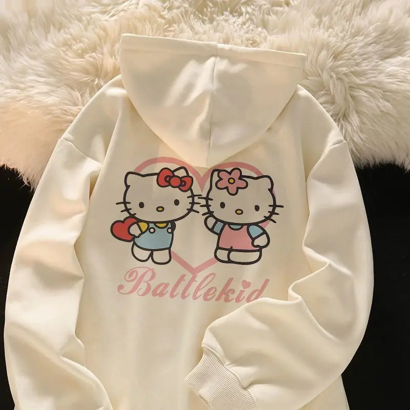 New Kawaii Anime Sanrio Hello Kitty Coat Cute Cartoon Hoodie Ladies Spring Lovely Jacket Girl Heart Creative Gift Toys for Girls