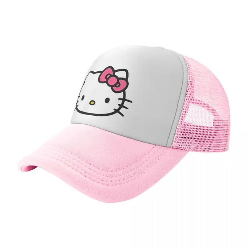 Hello Kitty Front and Back Logo Trucker Hats Outdoor Mesh Baseball Caps Dad Hat Sun Hats Adjustable Dad Hat Wholesale New