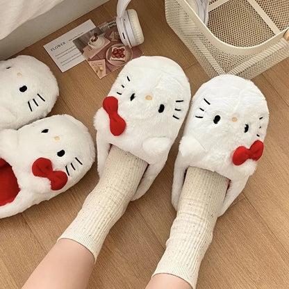 Sanrio Hello Kitty Slippers Anime Cute Student Plush Cotton Slipper Room Decor Bathroom Accessories Y2K Cotton Shoes Kawaii Gift