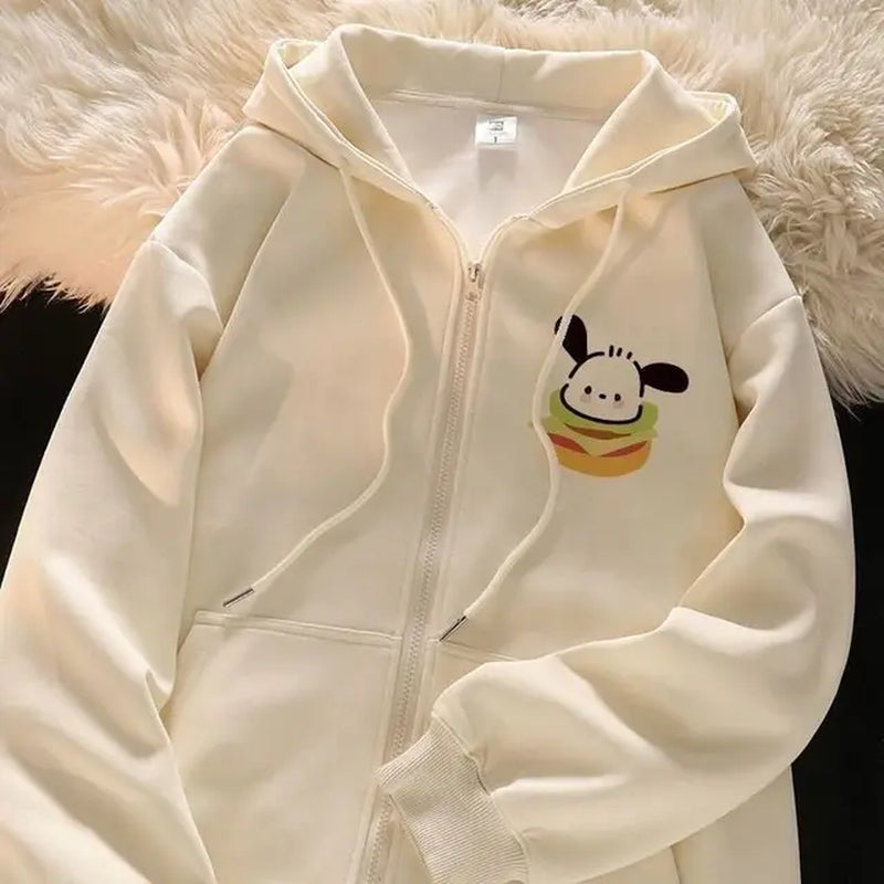 New Kawaii Anime Sanrio Hello Kitty Coat Cute Cartoon Hoodie Ladies Spring Lovely Jacket Girl Heart Creative Gift Toys for Girls